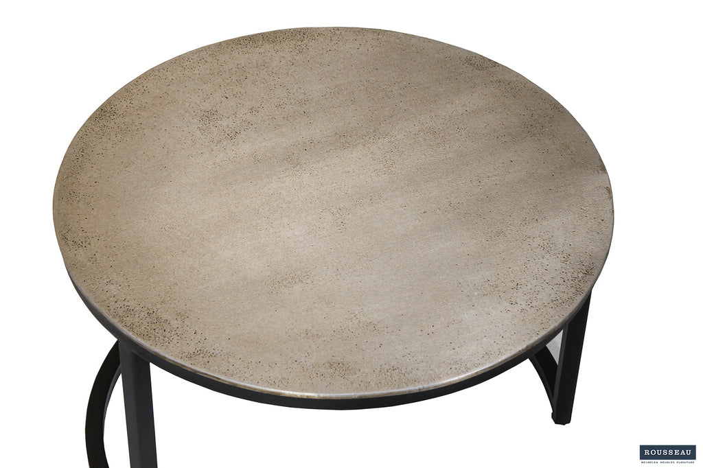 Rousseau Amira Salontafel – 2-delig Metaal – Verouderd Zilver – Ø70/55 x H40/35 cm